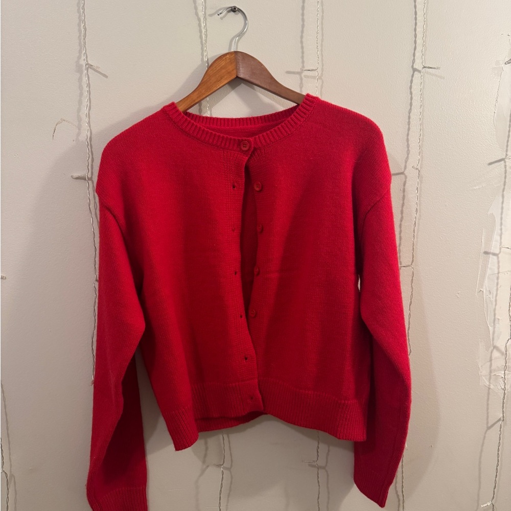 Women's Red Button-Up Sweater